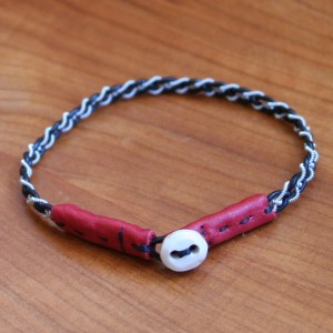 Mini Pewter Thread Bracelet red
